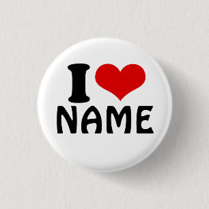 Customizable Valentines Day I love Heart Custom 3 Cm Round Badge