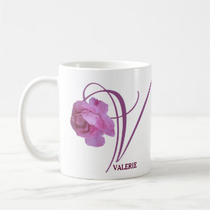 Customizable Valerie name pretty pink rose floral Coffee Mug
