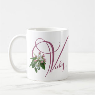 Customizable Vicky name monogram pink floral chic Coffee Mug