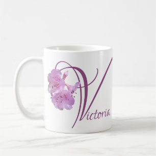Customizable Victoria name pink floral boho Coffee Mug