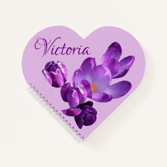 Customizable Victoria name purple crocus floral  Notebook (Front)