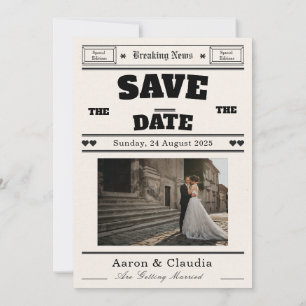 Customizable Vintage Newspaper Save the Date  Invitation