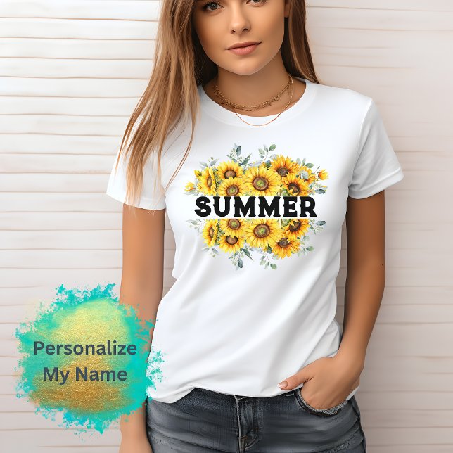 Customizable Vintage Retro Yellow Sunflower Name  T-Shirt (Creator Uploaded)