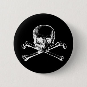Customizable Vintage Skull & Crossbones 6 Cm Round Badge