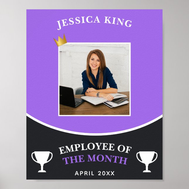 Customizable Violet Employee Of The Month Picture Poster (Front)