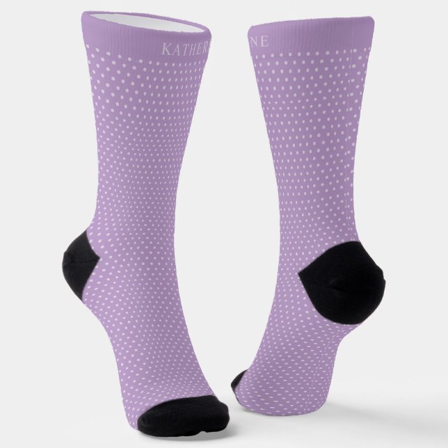 Customizable Violet Purple Polka Dot Socks (Angled)