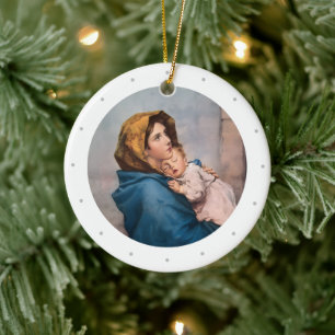 Customizable Virgin Mary Christmas Ceramic Tree Decoration