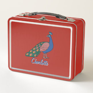 customizable Vivid Humble Peacock  Metal Lunch Box