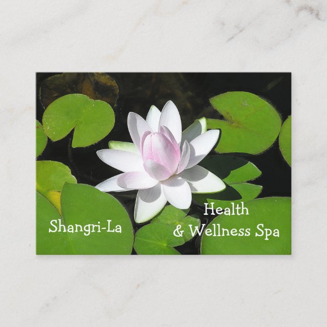 CUSTOMIZABLE/WATER LILY/WHITE WITH PALE PINK BUSINESS CARD (Front)