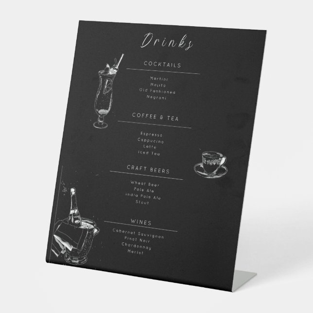 Customizable Wedding Drinks Menu Sign (Front)