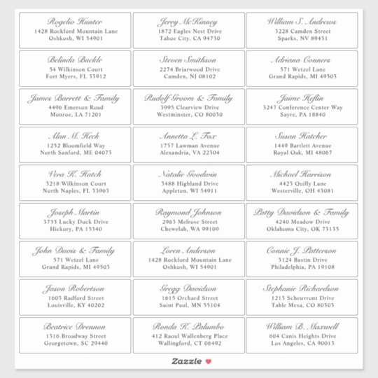 Customizable Wedding Guest Address Labels Sticker Zazzle Co Uk