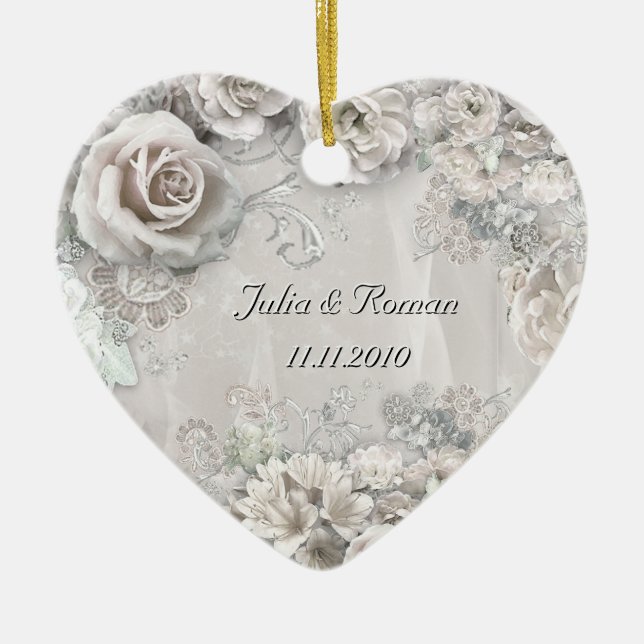 (Customizable) Wedding Heart Ceramic Tree Decoration (Front)