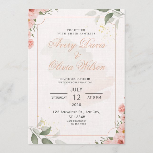 Customizable Wedding Invitation – Elegant  (Front)