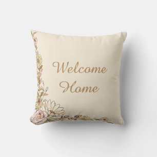 Customizable "Welcome Home" Botanical Pillow