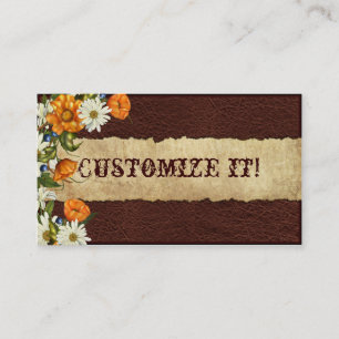 CUSTOMIZABLE Western Leather N Daisies BIZ Cards