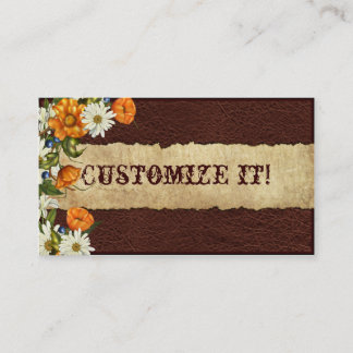 CUSTOMIZABLE Western Leather N Daisies  BIZ Cards