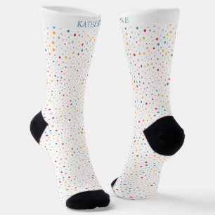 Customizable White Multicolor Polka Dot Socks