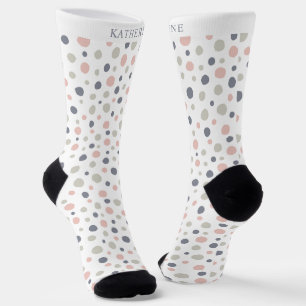 Customizable White Pink Green Pastel Polka Dot Socks