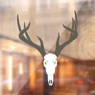 Customizable White-Tailed Deer Skull Window Cling
