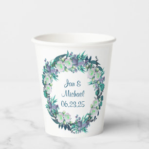 Customizable Wreath Wedding Paper Cups