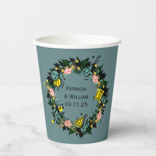 Customizable Wreath Wedding Paper Cups