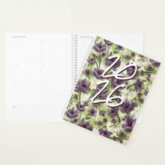 Customizable Year 2025 Purple Poppies Planner