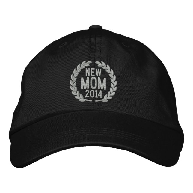 Customizable YEAR for New Mom Laurels Embroidery Embroidered Hat (Front)
