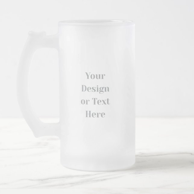 Customizable Your Design or Text Here Personalized Frosted Glass Beer Mug (Left)