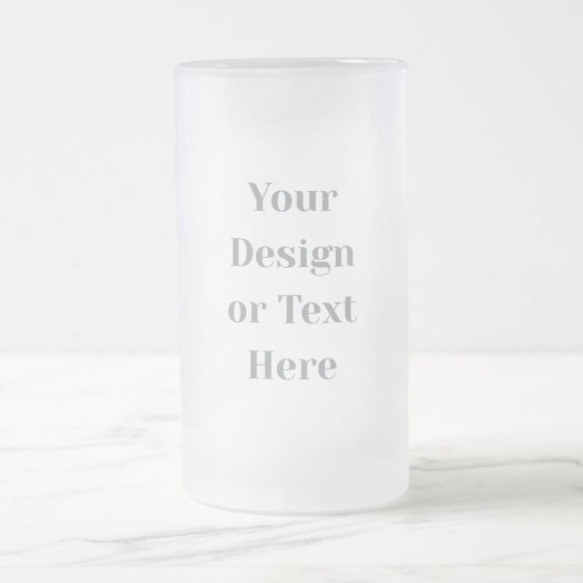 Customizable Your Design or Text Here Personalized Frosted Glass Beer Mug (Center)