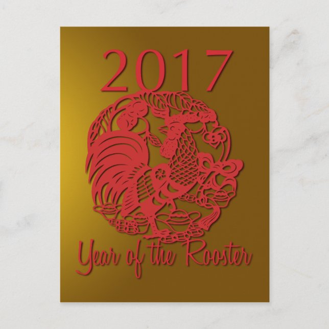 Customizable Zodiac 2017 The Year Of The Rooster P Holiday Postcard (Front)