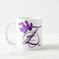 Customizable Zoe name purple flowers boho vintage