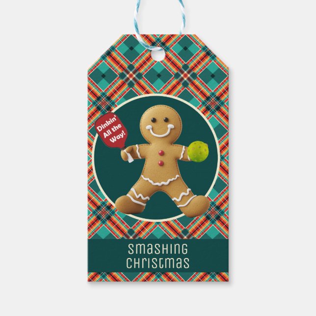 CustomizablePickleball Gingerbread Cheer Gift Tags (Front)