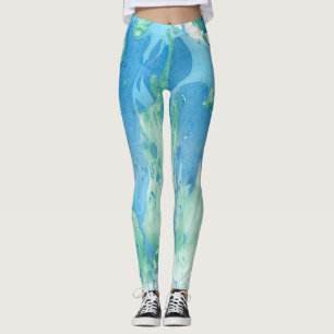 Customization Blue Green White Modern Abstract Leggings