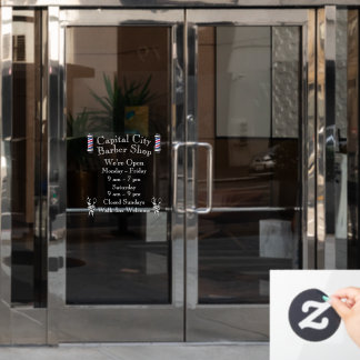 Customize Barber Shop Weekly Open Hours Window Cling