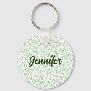 CUSTOMIZE Beautiful Simple Green Leaves Pattern Key Ring