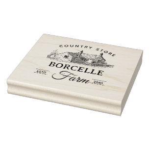 Customize Beige Classic Vintage Farmer Market Logo Rubber Stamp