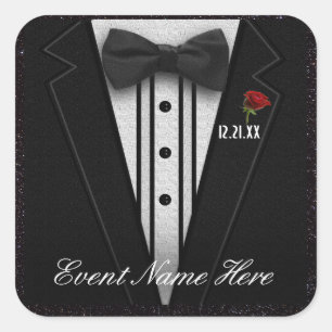 Customize Black Tuxedo and Night Sky Square Sticker