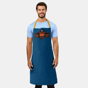 Customize Butcher Shop Hog Pig Orange Black Graphi Apron