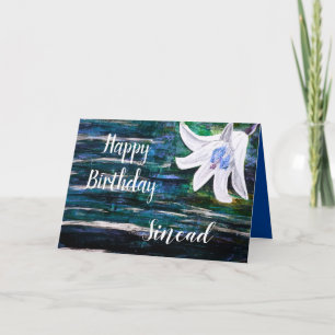 Customize by Name Happy Birthday Flower Design Card