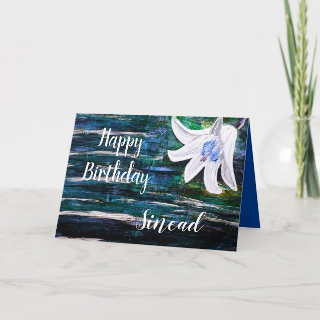 Customize by Name Happy Birthday Flower Design Card (Front)