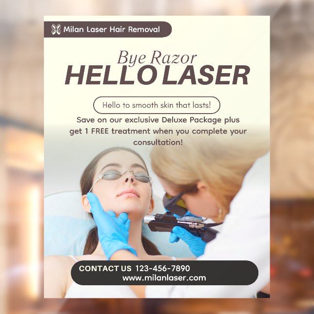 Customize Clean Laser Hair Removal Clinic Promo Window Cling (Sheet 2)