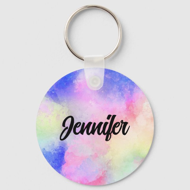 CUSTOMIZE | Colourful Watercolor Back Key Ring (Front)