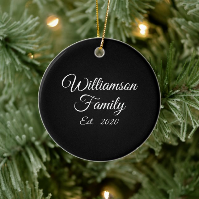 Customize Couple's last name, year, number Ceramic Tree Decoration (Tree)