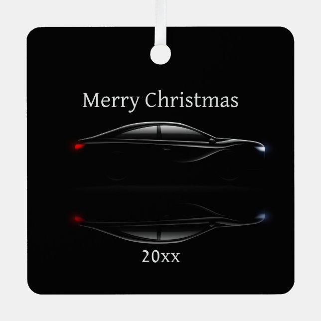 Customize Dated Christmas Sports Car Automobile  Metal Tree Decoration (Front)
