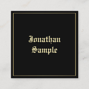 Customize Elegant Gold Old English Script Template Square Business Card