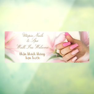 Customize English Vietnamese Nail Salon Walk Ins  Window Cling