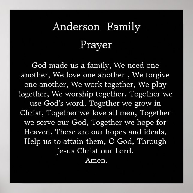 Customize Family Prayer Poster (Front)