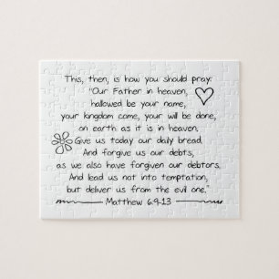 Customize Handwriting Bible Verse The Lords Prayer Jigsaw Puzzle
