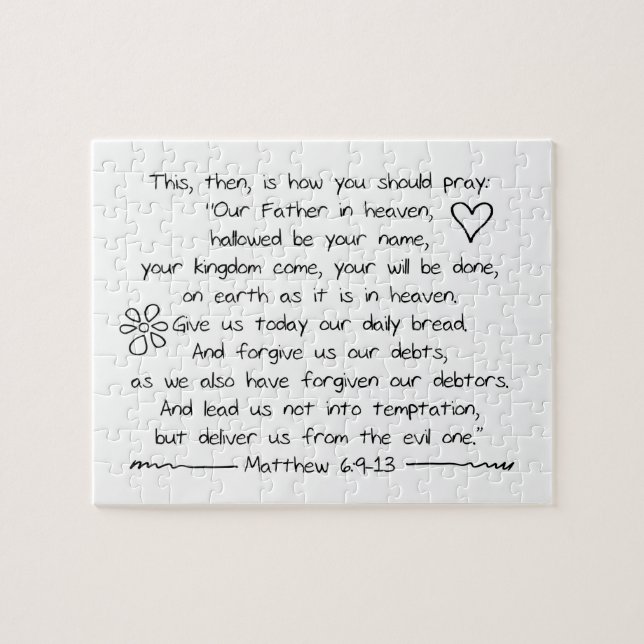 Customize Handwriting Bible Verse The Lords Prayer Jigsaw Puzzle (Horizontal)