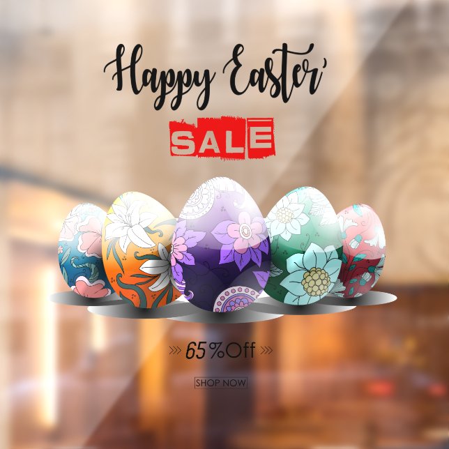 Customize Happy Easter Sale Decorated Easter Eggs  Window Cling (Sheet 2)